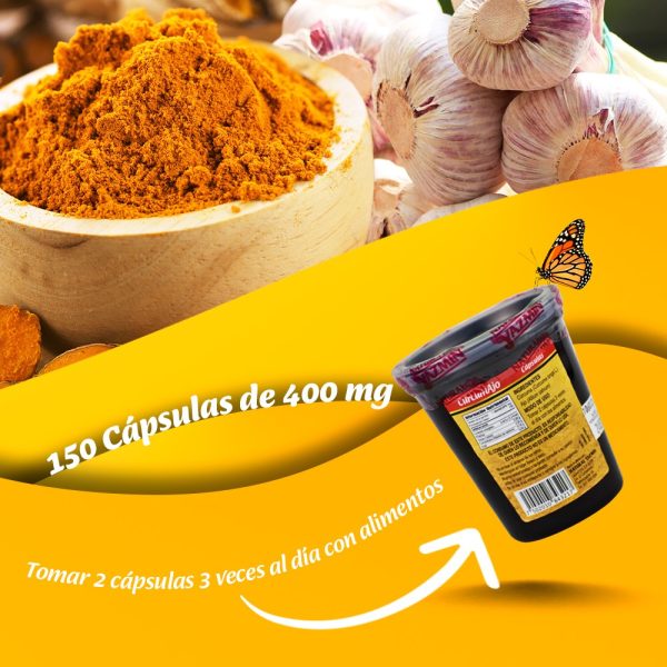 Cúrcuma y Ajo | 150 Cápsulas de 400mg - Imagen 3